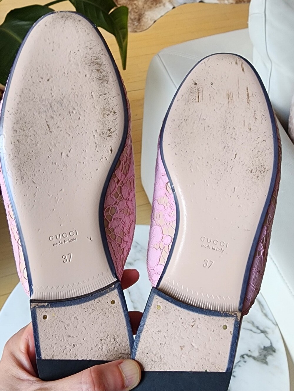 Gucci Pink Lace Horsebit Backless Mules Size 7 - Picture 6 of 9